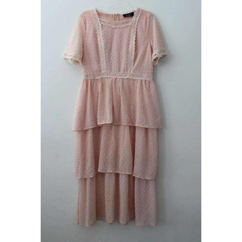 Osmond & Co Womens Tiered Dress Baby Pink Size L Pre-Owned